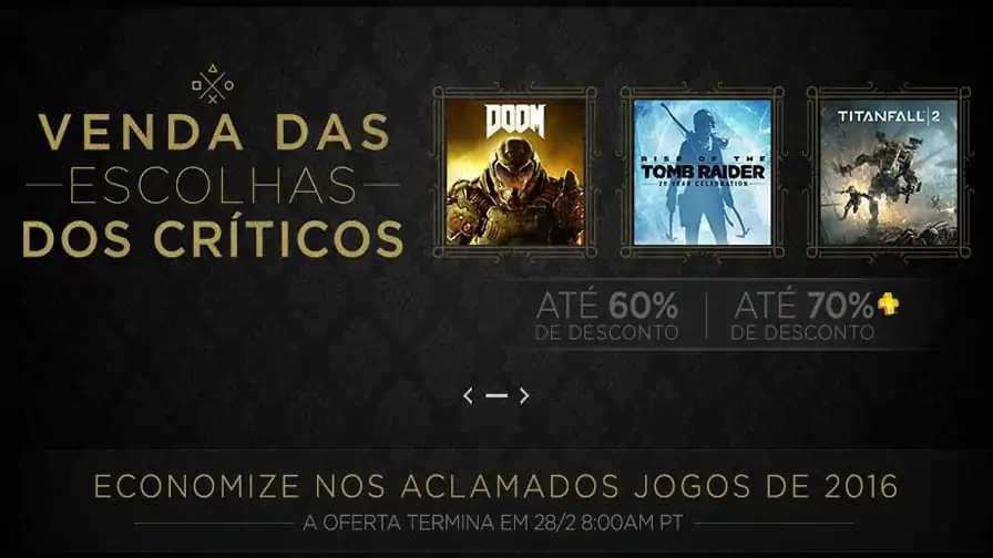 Promoção Venda das escolhas dos críticos na PSN oferece 70% de desconto